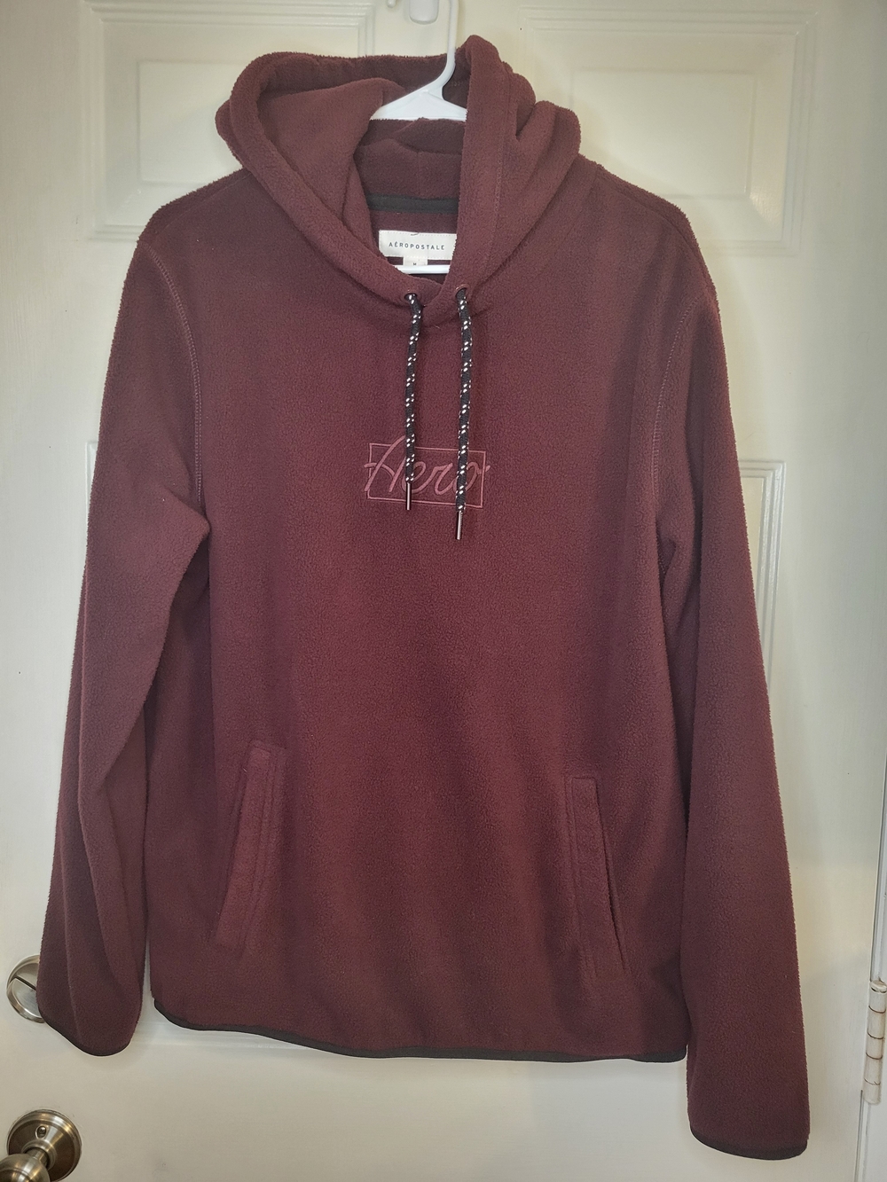 Aeropostale Men's Hooded Fleece Pullover - Deep Wine - Picture 2 of 8